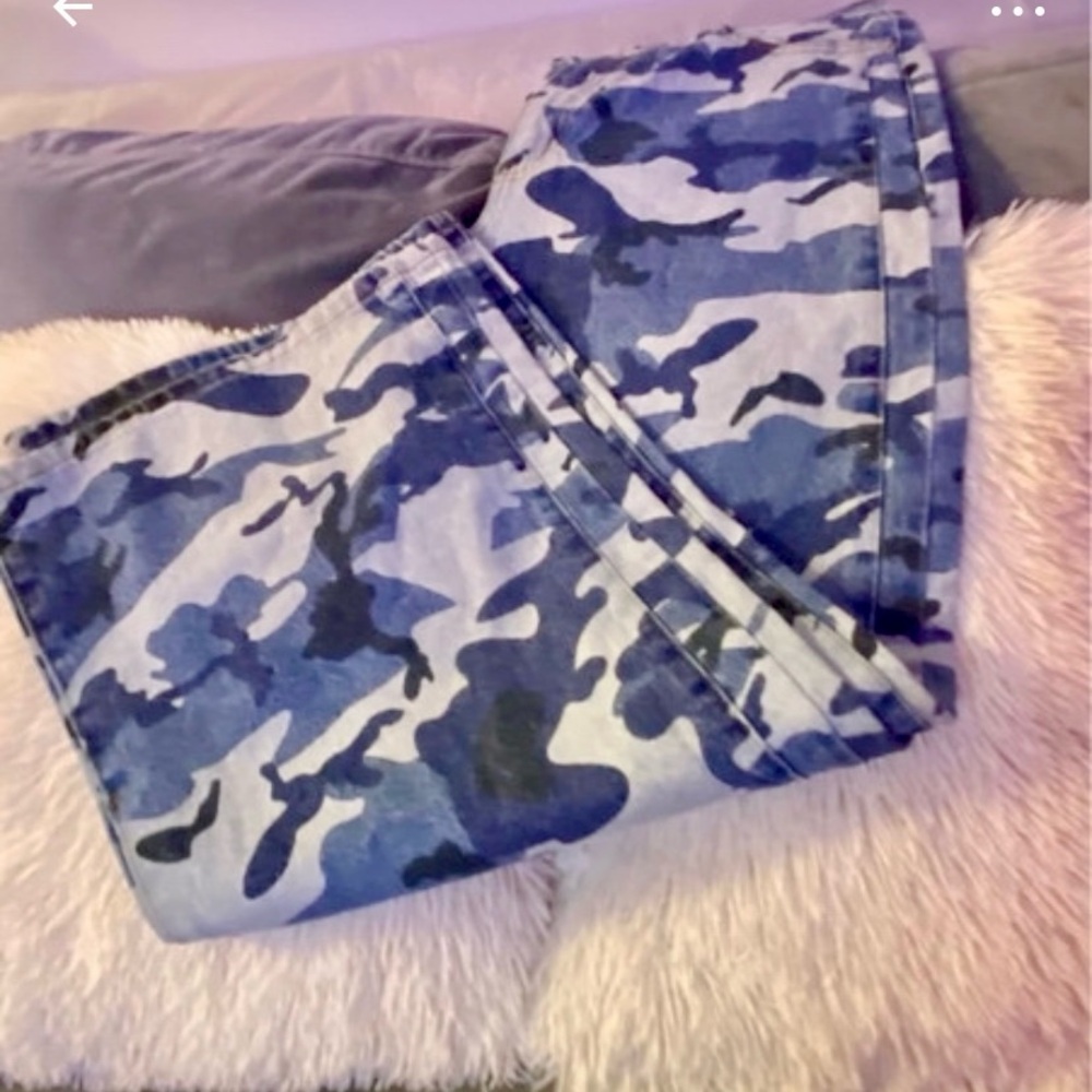 Akira Blue Camouflage wide leg Jeans